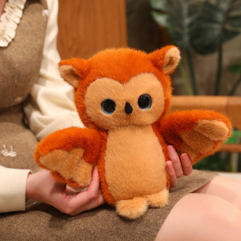 Orangebrown Owl Plush Toy Kawaii Stuffed Animal With Big Sparkly Eyes Adorable Birthday Gift For Kids Book Lovers Home Decor