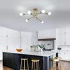 Vintage Ceiling Light 6 Bulbs E27 Socket Gold Chandelier Retro Sputnik Ceiling Lamp for Bedroom Living Room Kitchen Bulbs Not Included