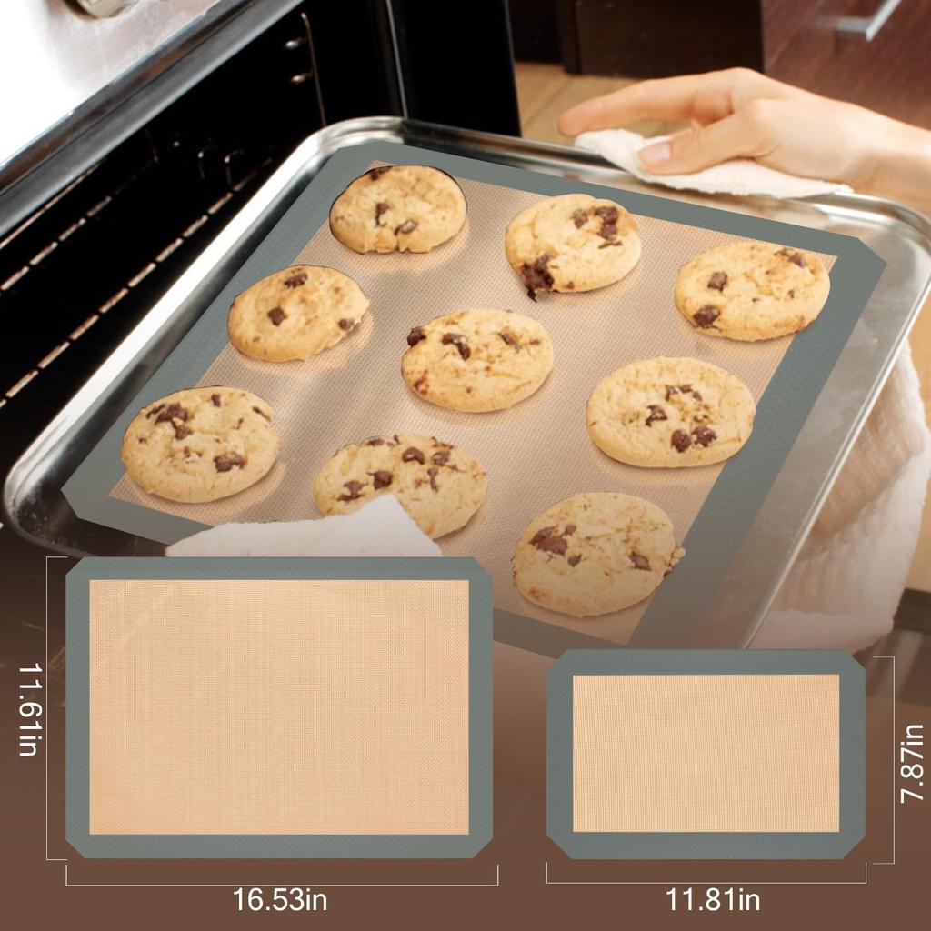 3PC 11/16" Silicone Baking Mat Rectangular Non-Stick Food Safe Baking Mat Nonstick Heat Resistant Oven Mats Toaster Liner Sheet