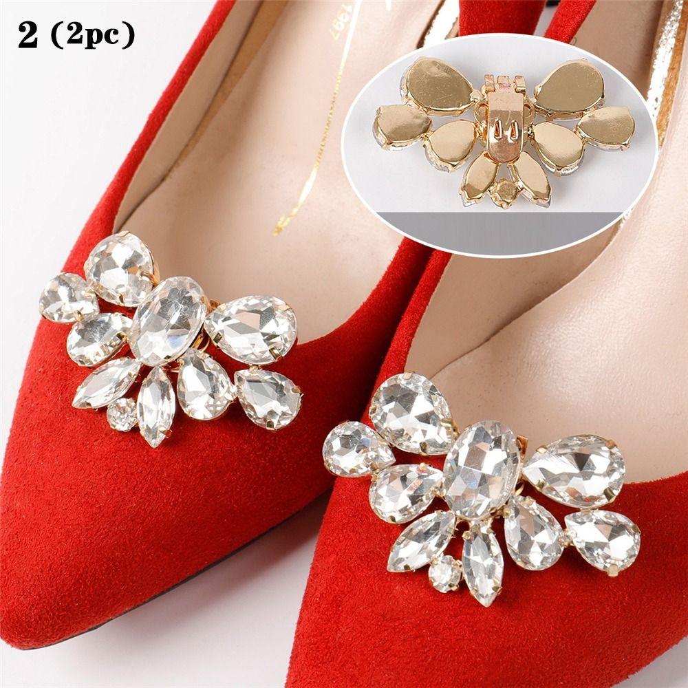 2pcs Women Lady Rhinestones Crystal Bride Shoes Charm Buckle Charms Jewelry Shoe Clip Shoes Decorations