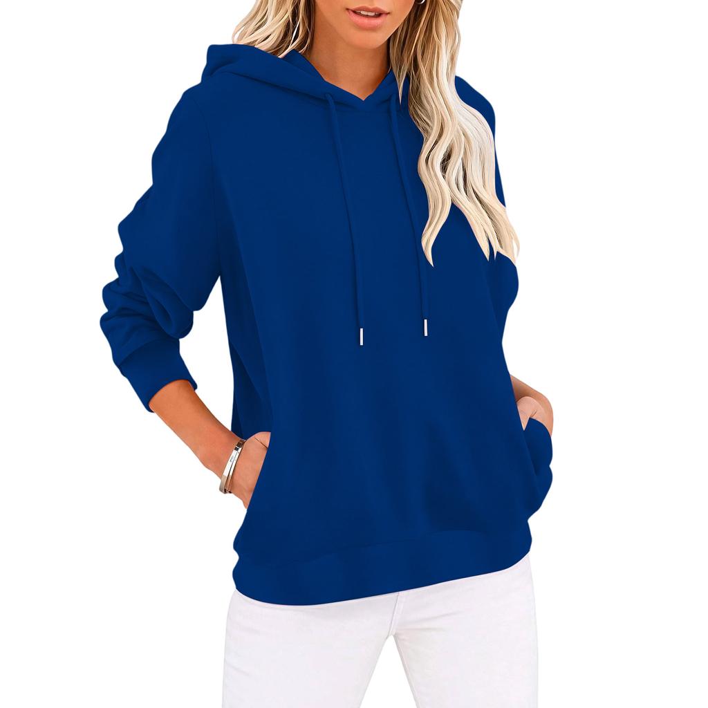 Women's Color Pullover Hoodie Casual Versatile Basic Top