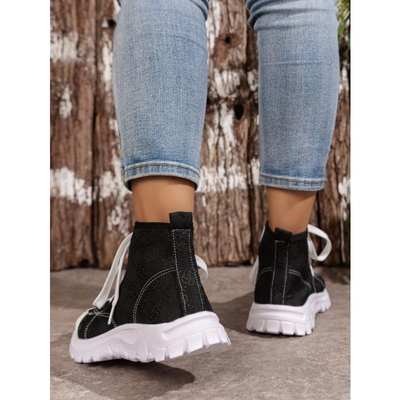 Women's Spring and Summer New Women's Shoes Thick-soled Versatile High-top Sneakers Comfortable Casual Old-fashioned Large-size Canvas Shoes