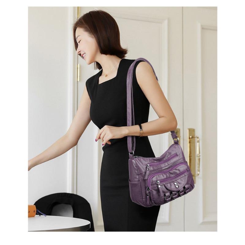 Gewebte Mehrschichtige Weiche Leder Schulter Crossbody Tasche