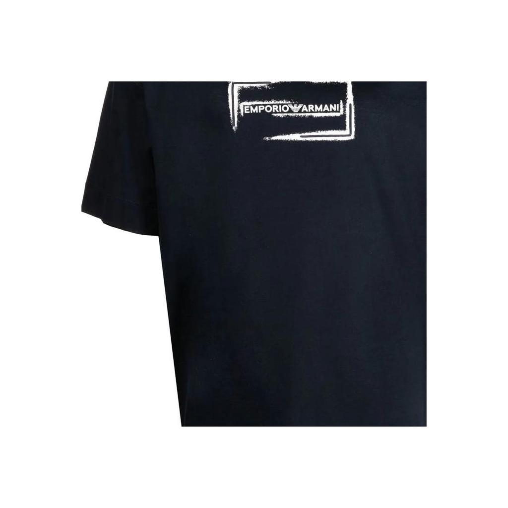 Emporio Armani SS23 Buchstabenlogo Print Rundhals Kurzarm T-Shirt Herren Oberteile Marineblau 6L1TD4-1JSAZ-920