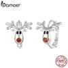 BAMOER 925 Sterling Silver Reindeer Hoop Earrings Lightweight White Gold Plated Christmas Hoop Earrings for Women SCE1812