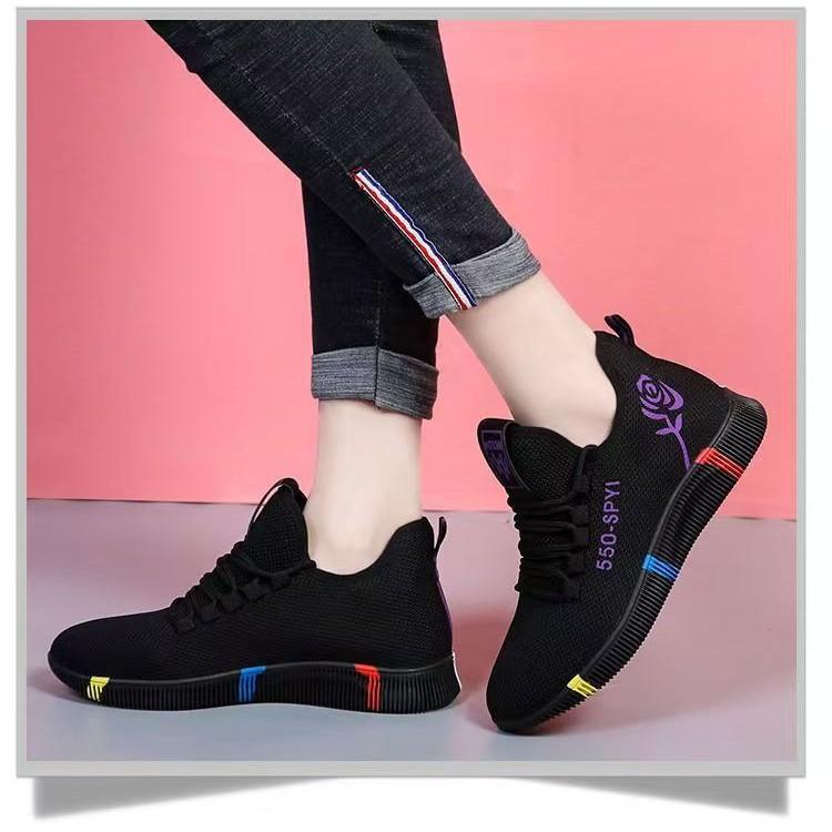 Ji Non-slip Women's Walking Shoes Lace-up Piled Thickened Comfortable and Lightweight Sports Shoes