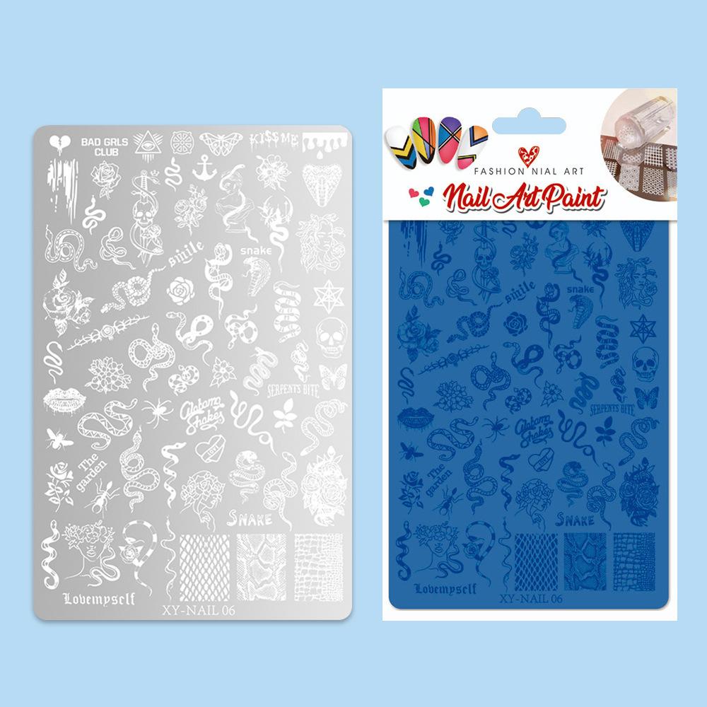 Nail Art Tool Printing Steel Plate Lace Transfer Butterfly Flower French Plaid Leopard Print Fireworks Year Of The Snake Pattern Template