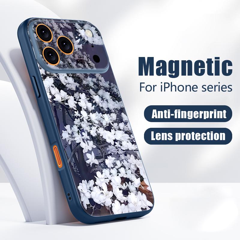 Retro Floral Pattern Case For iPhone 17 Pro Max Magnetic For Magsafe Hybrid Slim Matte Cover For iPhone 16 15 14 13 Pro Max