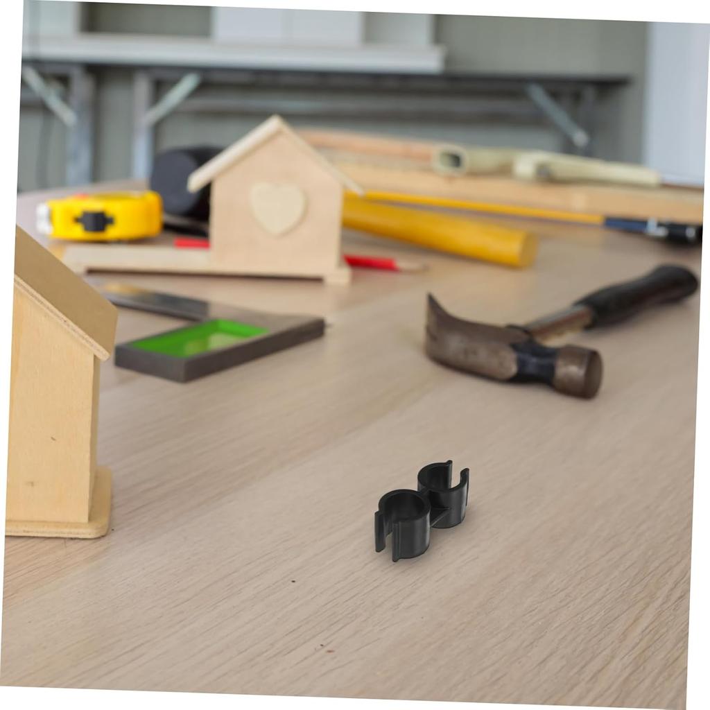 4Pcs Double Pipe Clamp Connector for Broom and Dustpan Inner Plastic Shelf Pole Fastener Clips for Warehouse and Supermarket Shelf Link Accessories