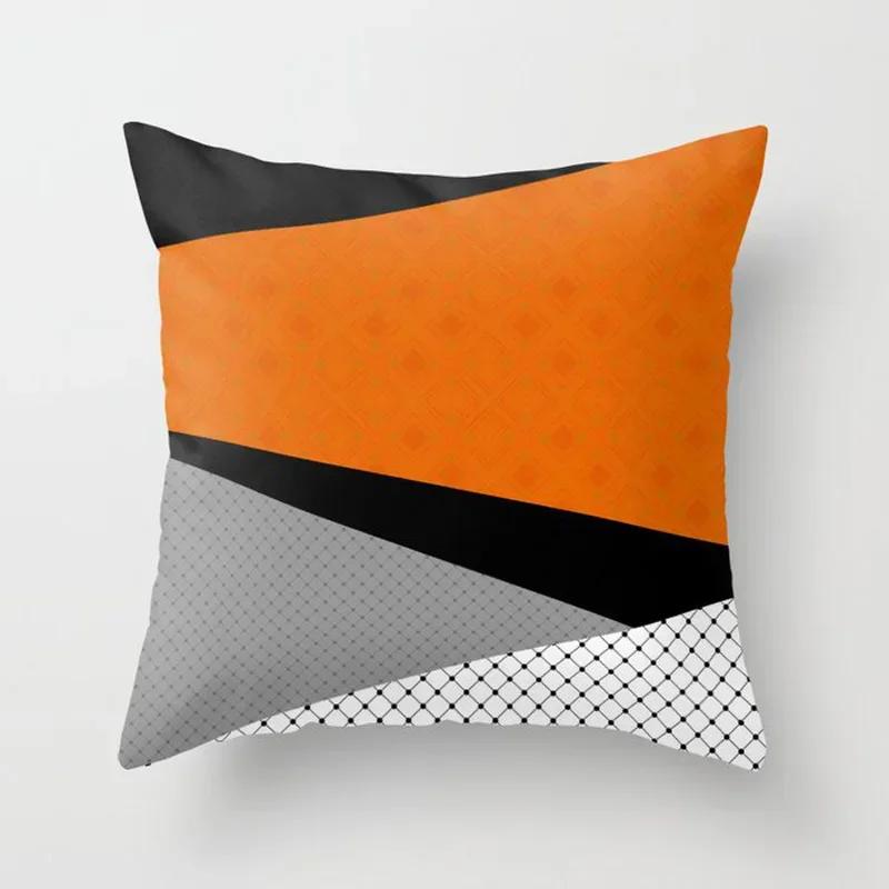 Auto Sofa Kissenbezug Orange Geometrischer Musterdruck Quadratischer Kissenbezug Heimdekor