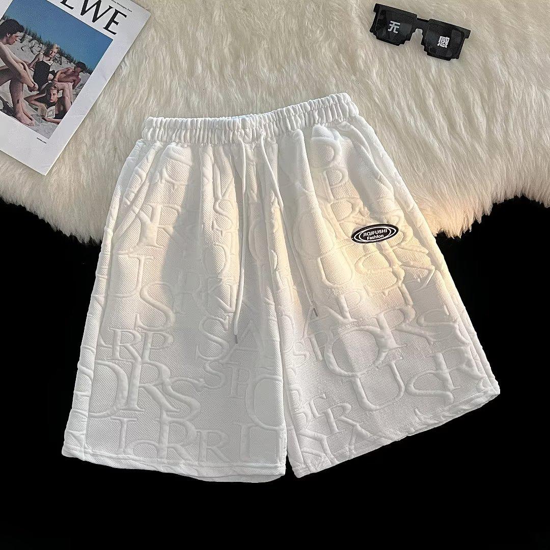 

Мужская корейская свободная летняя вафельная футболка и модные повседневные шорты 5-Point XL