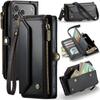 Crossbody Geldbörsenhülle für iPhone 17 Pro Max iPhon Air 17 Pro, RFID-Blockierung, 7-10 Kartenfächer, PU-Leder Klapp-Handgelenktasche mit Riemen