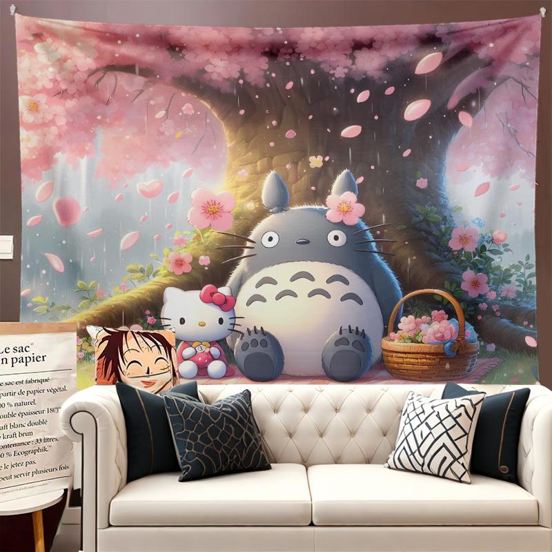 Totoro Miyazaki Hayao Cartoon Healing Anime Background Cloth Hanging Cloth Ins Bedroom Dormitory Living Room Decoration Tapestry
