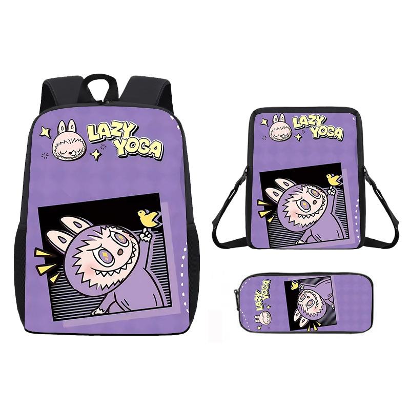 School Bag New Printing Three-piece Set Cartoon Rabbit Student Backpack Satchel Pencil Case Boys and Girls