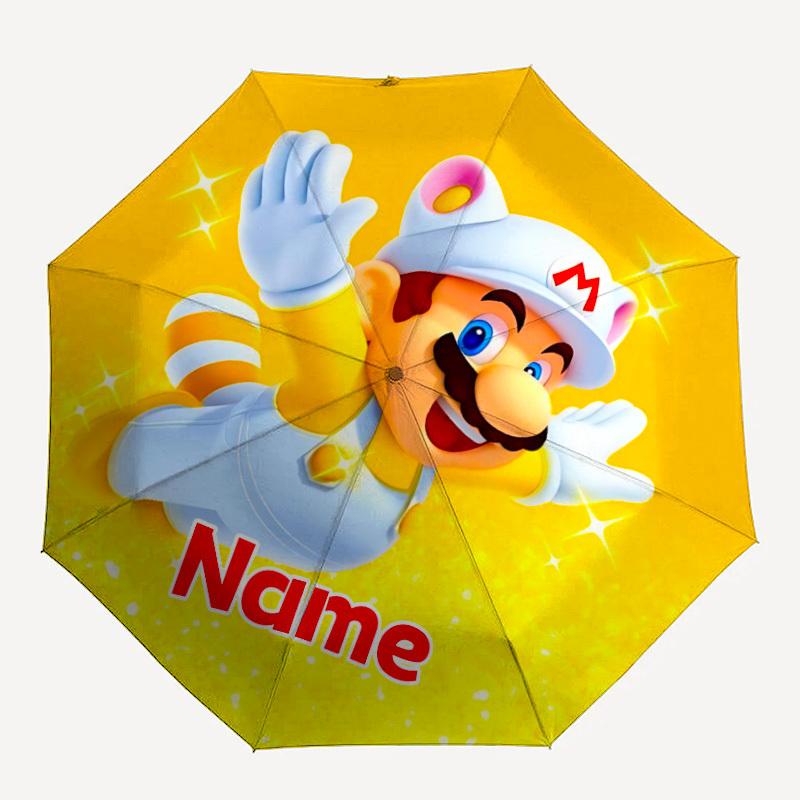 

1PC Super Mario Bros. Mushroom Kingdom - Custom Name Automatic Folding Umbrella - Compact 8-Rib Design, Durable Plastic & Iron, Daily Use S0106004