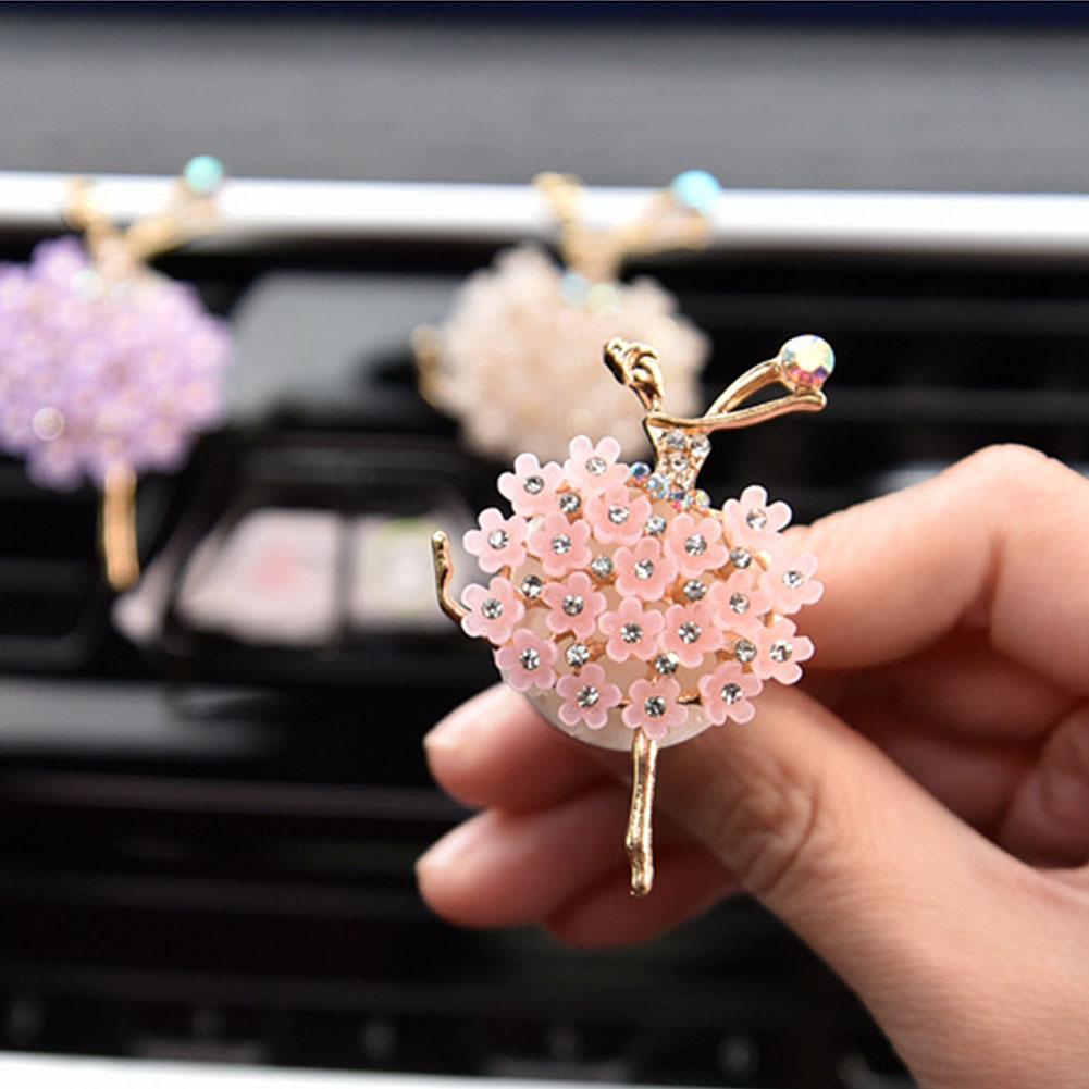 Diamond-Studded Ballerina Car Vent Fragrance Clip Cartoon Car Decorative Ornament Clip Air Freshener Conditioning Interior N6H9