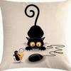 Kitten Gift Pillowcase Cute Pet Printed Linen Pillow Cushion Cover Bedside Living Room