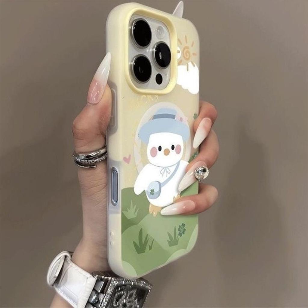 For Apple 13 Jelly Magnetic Two-in-one Mobile Phone Case with Chain Magnetic Style Cartoon Fashion High-end Sense for Girls