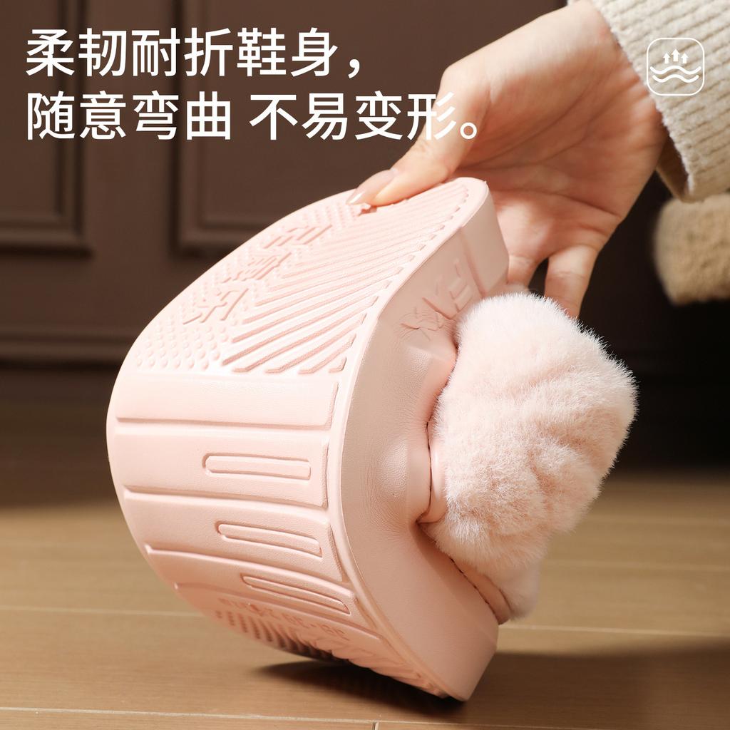 Fluffy plush winter warm non-slip thick bottom soft bottom silent cotton drag couple men and women indoor home comfort