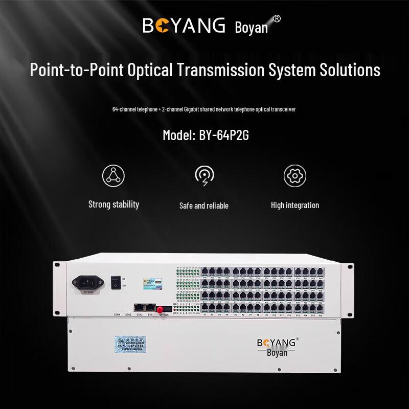 

BOYANG 64-Channel Telephone & 2-Port Gigabit Optical Transceiver
