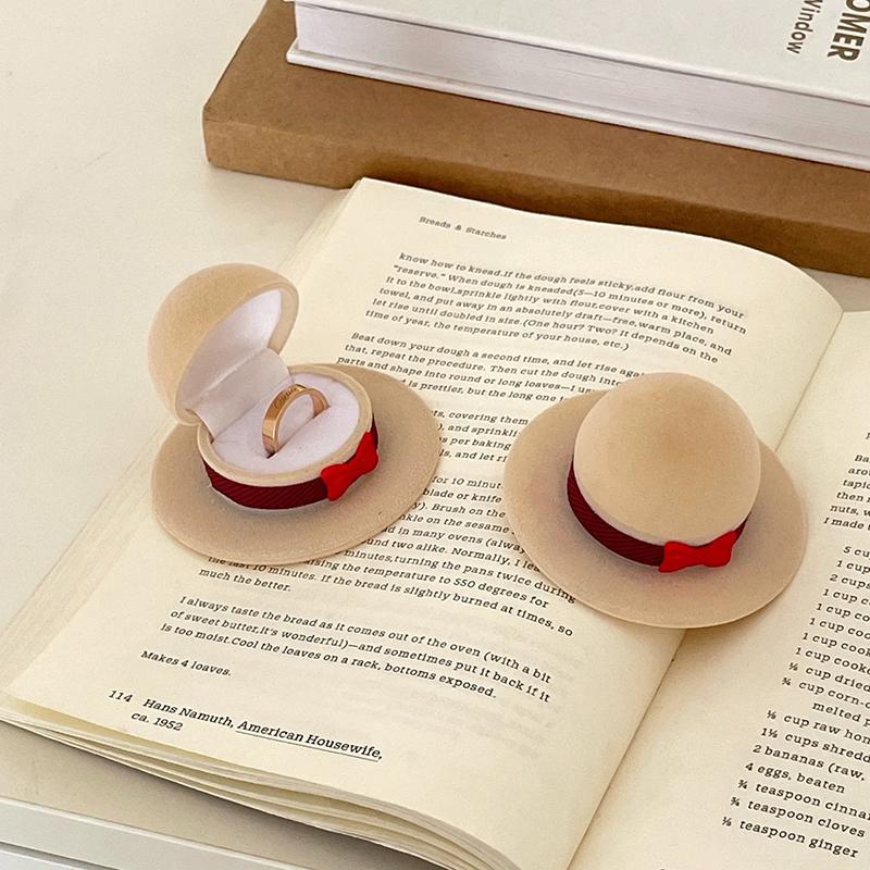 Romantic Wedding Rings Box Cute Creative Hat Shape Ring Box Jewelry Boxes Engagement Ring Case Rings Packaging Display Boxes