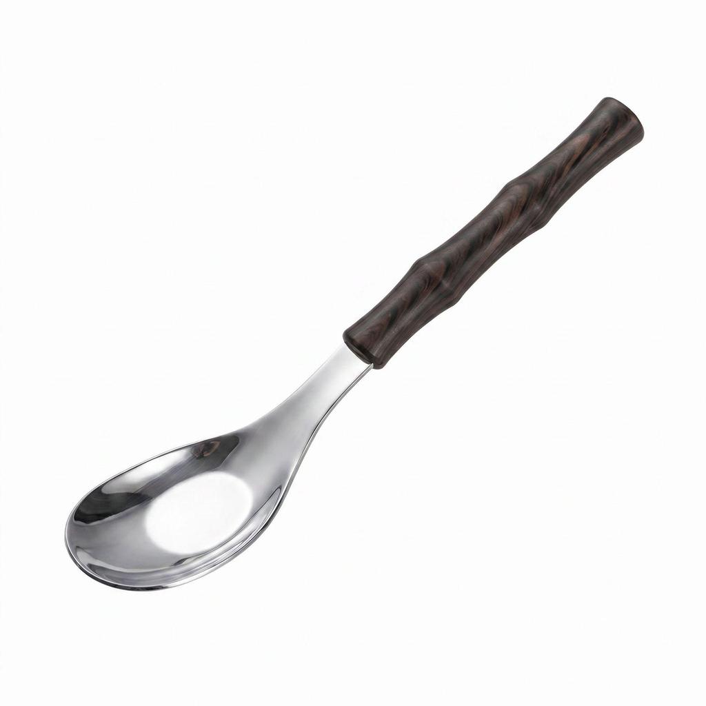 Wood Grain 304 Stainless Steel Children's Dessert Spoon and Ladle Set