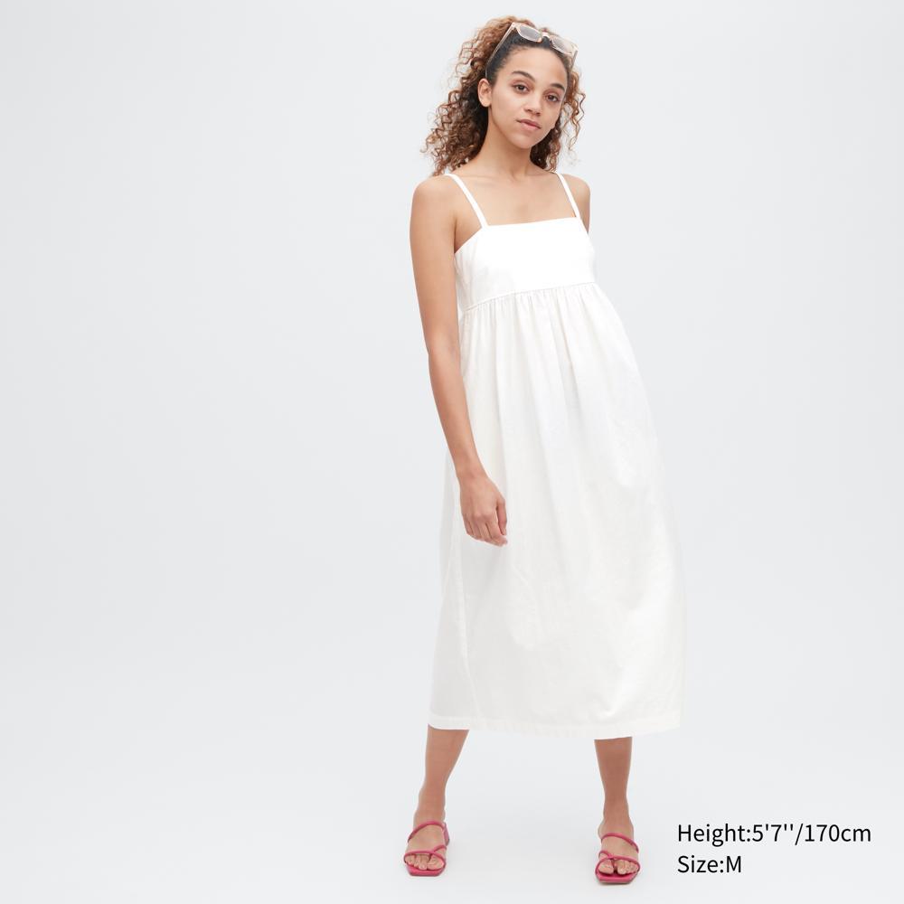 

UNIQLO Платье на бретелях со сборками из смесовой льняной ткани