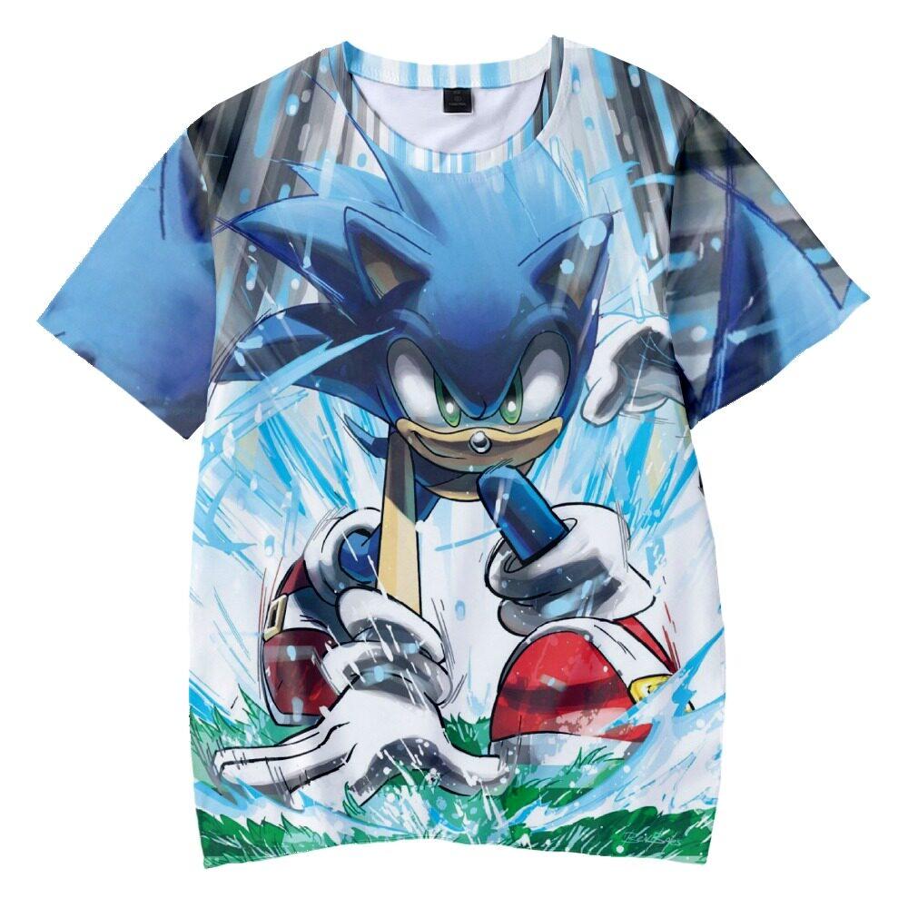 

3D Clothing T-shirt, Sonic The Hedgehog Cartoon Character Printed Half-sleeved Summer Adult Children s Clothing Short Sleeved 110
