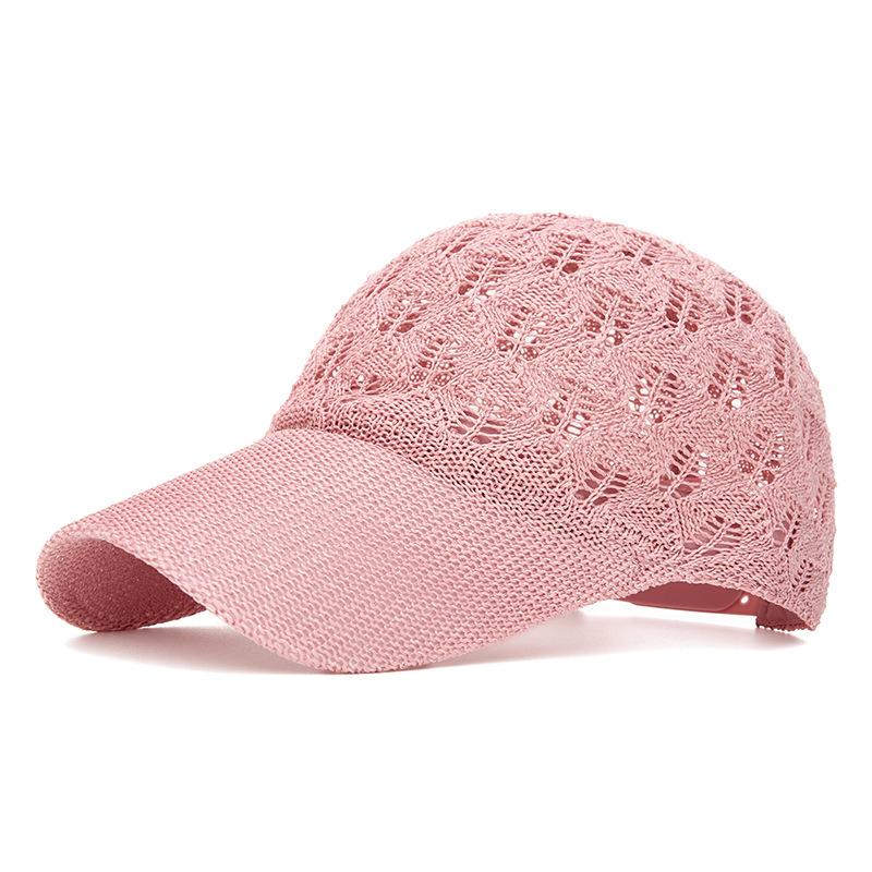 Summer Hollow Knitted Baseball Cap Women's Outdoor Sunscreen Sunshade Hat Breathable Cap Net Cap