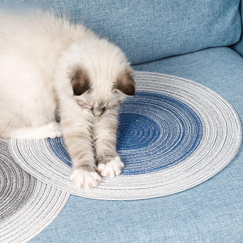 Round Woven Cat Scratcher Mat Wear‑resistant Claw Grinding Pad Dual‑use Sleeping Rest Cushion Mat for Indoor Cats