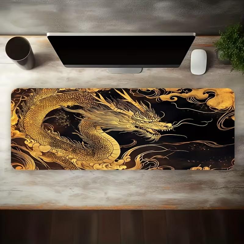Fantasy Black Dragon Large Desk Mat Antislip Rubber Mousepad For Esport Gaming Room Pc Keyboard Workstation Desktop Decor