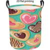 1pc Laundry Basket, Round Laundry Basket with Heart-shaped Cookie Pattern, a Foldable Storage Basket with Handle, Versatile and Large Capacity, Suitab