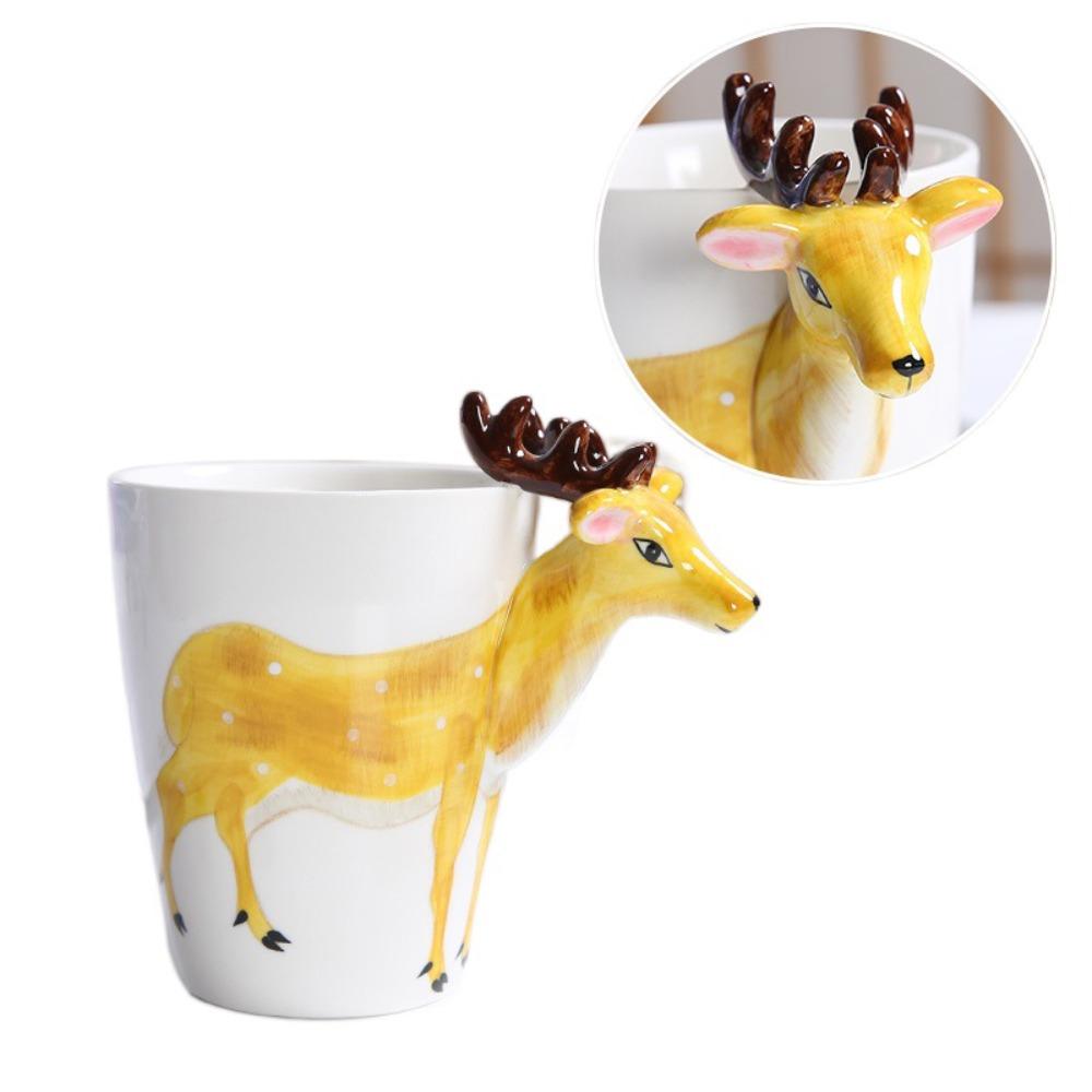 3D Animal Shape Handle Animal Shape Ceramic Cup Hand Painted Animals Mug  Living Room