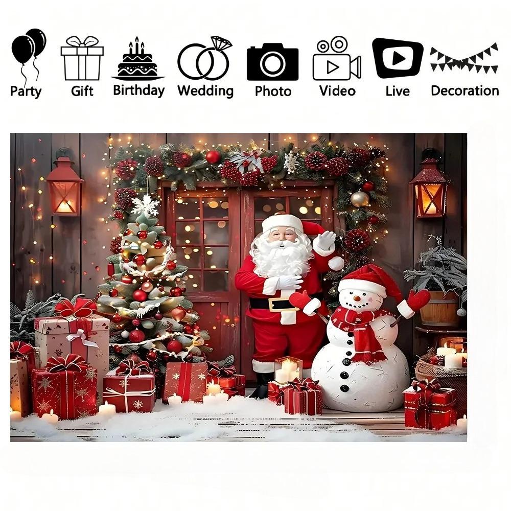 Santa Claus Christmas Background Board Children's Home Photography Christmas Tree Party Decoration Banner Backdrop Cloth