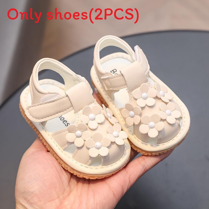 

Baby Girl Summer Walking Shoes With Flower Decor For Toddler Princess Style 13cm бежевий