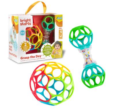 Oball Kids2 Grasp the Day Gift Set, Oball Rattle and Teething Toy for Babies (0 Months, 16908)