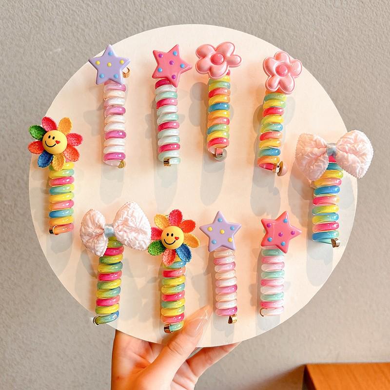 2025 Elastice de păr Little Star cu împletitură bubble - Coadă de cal înaltă, accesorii de păr tip fir telefonic pentru fete