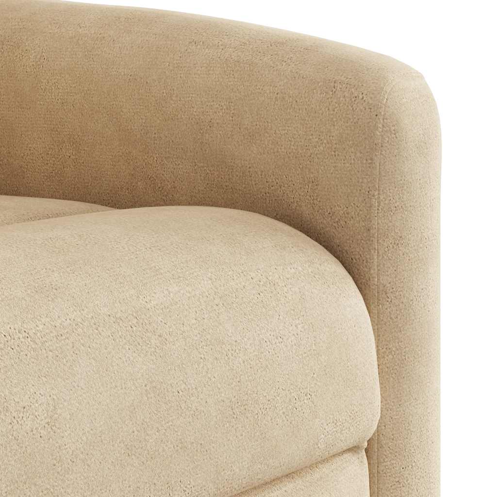 Electric Recliner Chair with Lift Assist Cream Microfiber Fabric