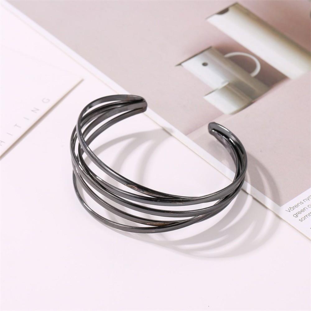 Adjustable Alloy Open Bracelet Multi-layer Cuff Bangle Fashion Wide Bangle Daily