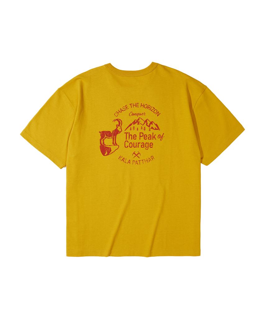 Kallapataleu Back Deer Graphic Short-Sleeved T-Shirt - Yellow