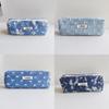 Water Washable Denim Sequin Pencil Pouch With Large Capacity For Students And Office Use