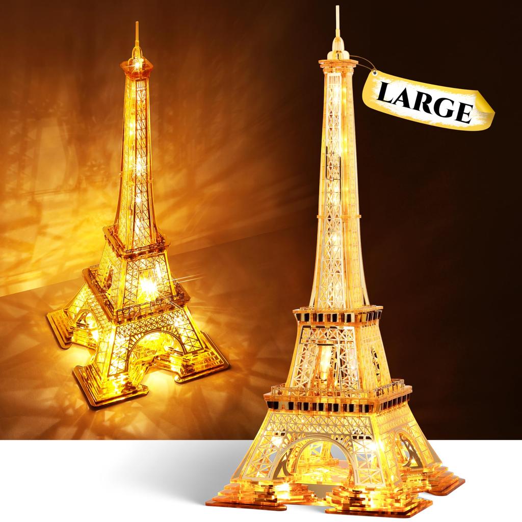 FUNPOLA 3D puzzle Akrylové 3D puzzle Kovové puzzle Zářící Eiffelova věž Model budovy Architektonický model budovy Paříž Památky v noci Interiér