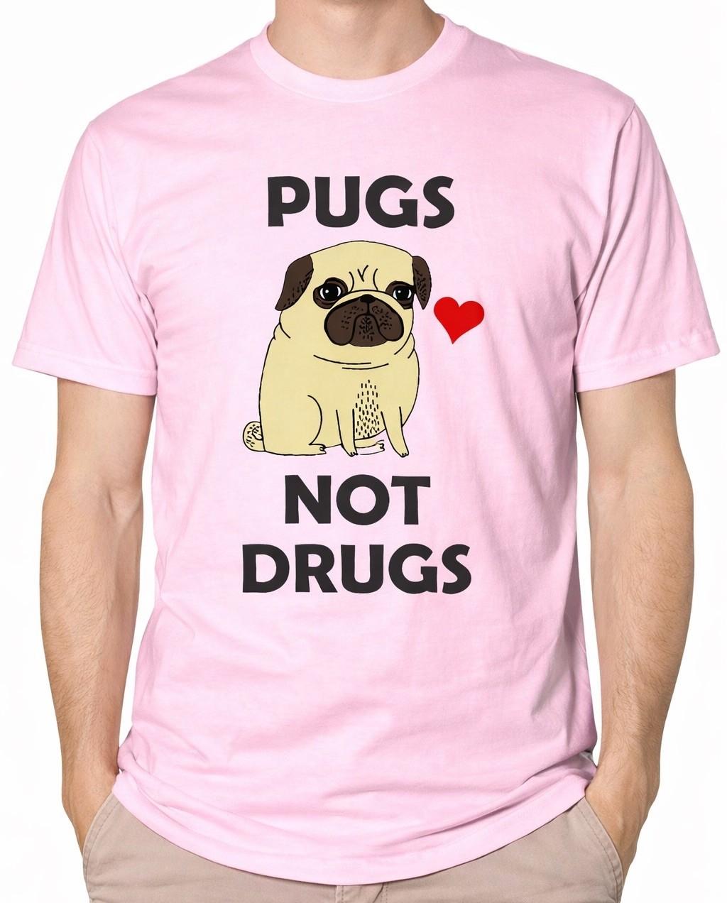 Pugs Not Drugs Funny T-Shirt Pug Lover Dog Humour Tee Men’s Ladies Unisex S