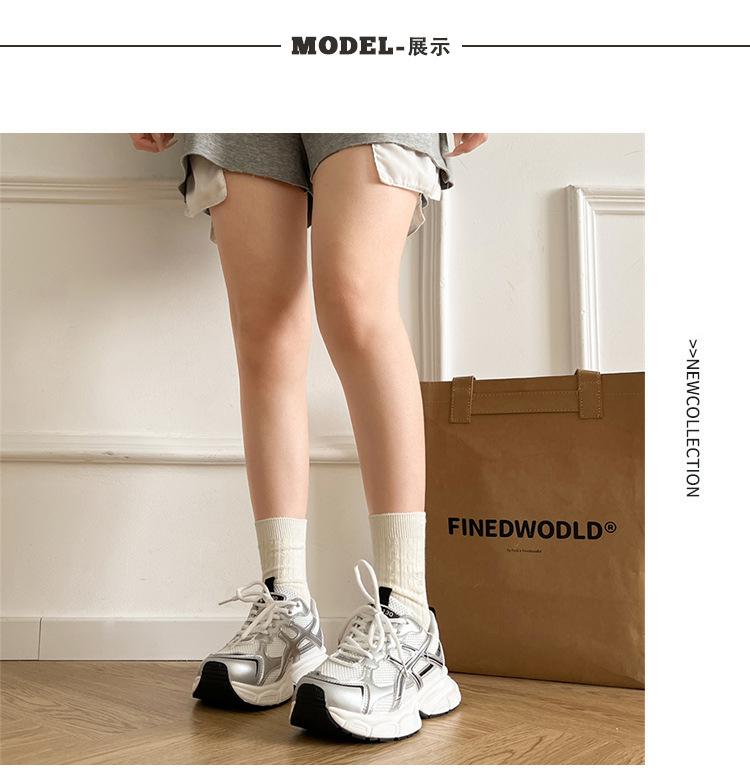 Thick-soled Lightweight Retro Heightening Soft-soled Sports Shoes Women's Summer 2025 New Models Show Feet Small Hong Kong Style Paris Dad Shoes