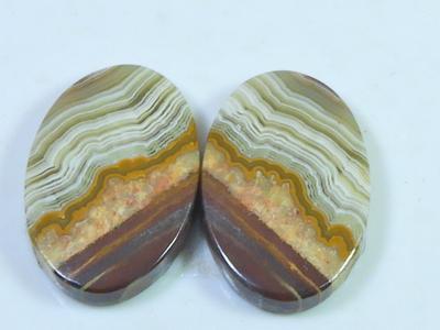 24 ct. AAA Crazy Lace Achát (každý 14X22X2 mm) Oválny cabochon, zladený pár SK-3081