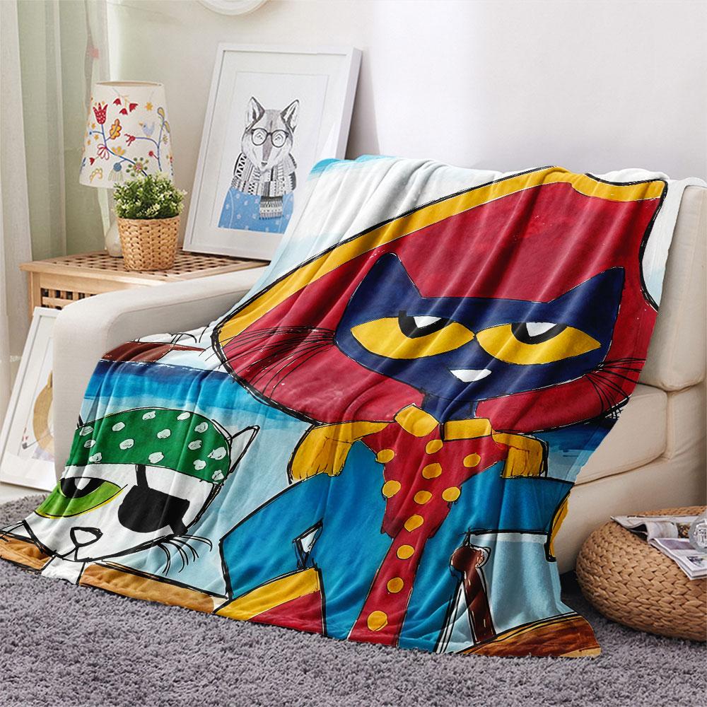 1PC Pete Cat Dream Blanket, High quality Comfortable for All Seasons, Home Decor, Warmth and Comfort