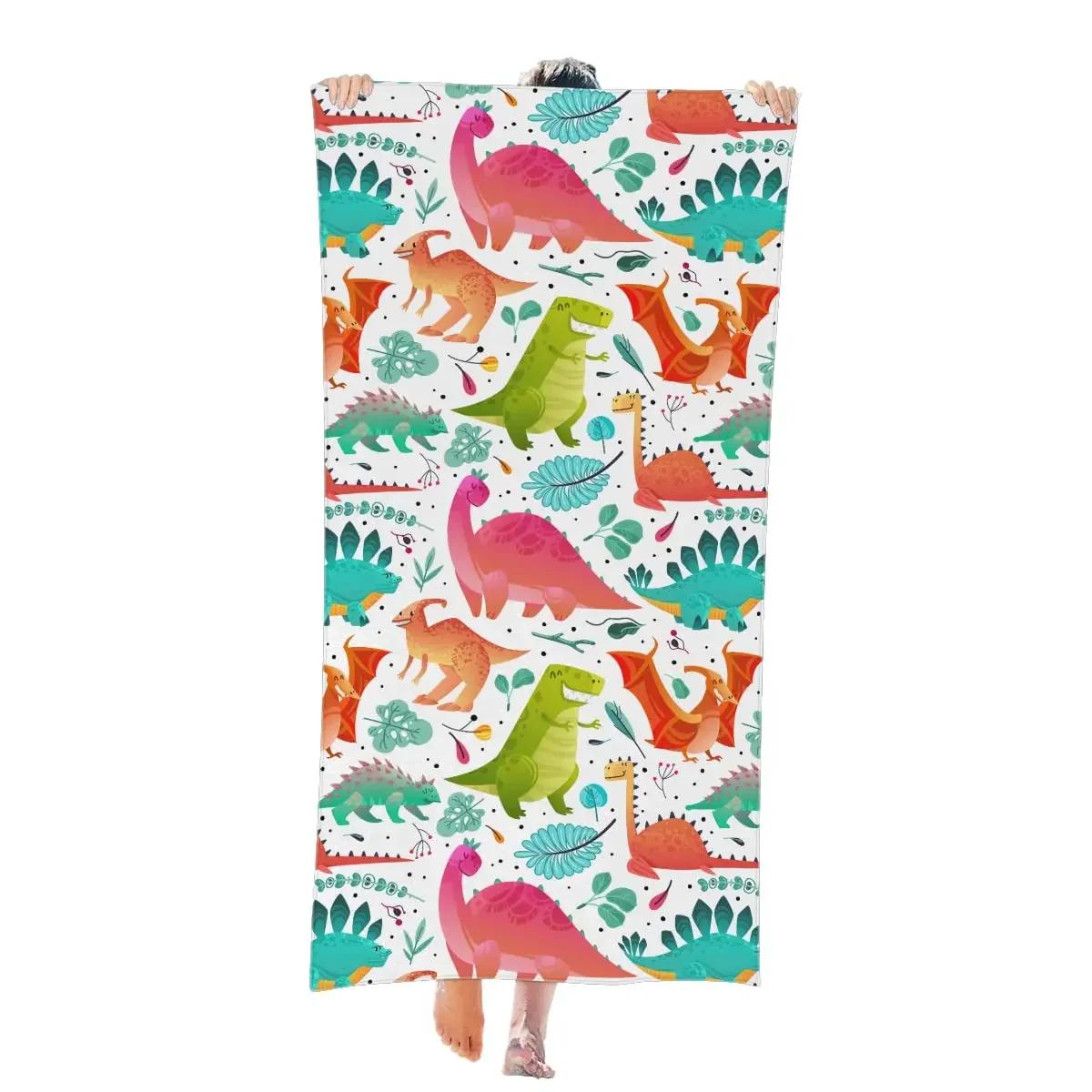 

Microfiber Dinosaur Bath Towels Cute Cartoon Dino Beach Towel Sand Free Bathroom Towel for Pool Travel Sport Camping Swim Spa W40*H60(CM)