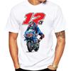 Nuova Maglietta Estiva Unisex a Manica Corta Maverick Vinales 12 Gp Race Riding Sportiva per Ragazzo Hip Hop Casual Top Bianchi Magliette da Motociclista