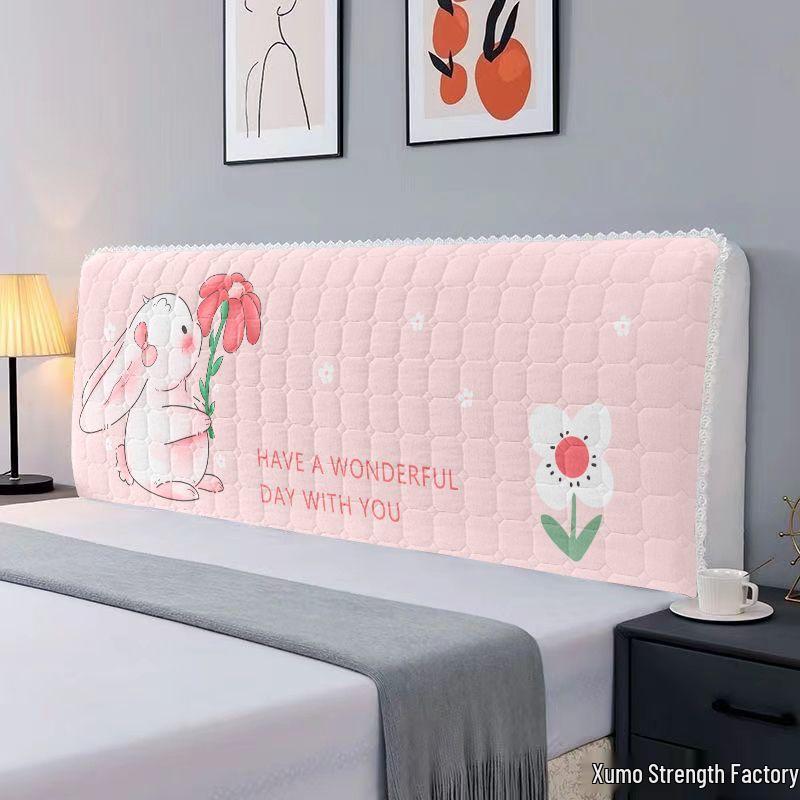 European-Style Quilted Headboard Dust Cover: Thickened Soft Upholstery, Solid Wood Compatible, Full Coverage Protection.