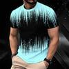 Women Short Sleeve Crew Neck T Shirt Dark Blue Light Blue Abstract Flame Swirl Print Top